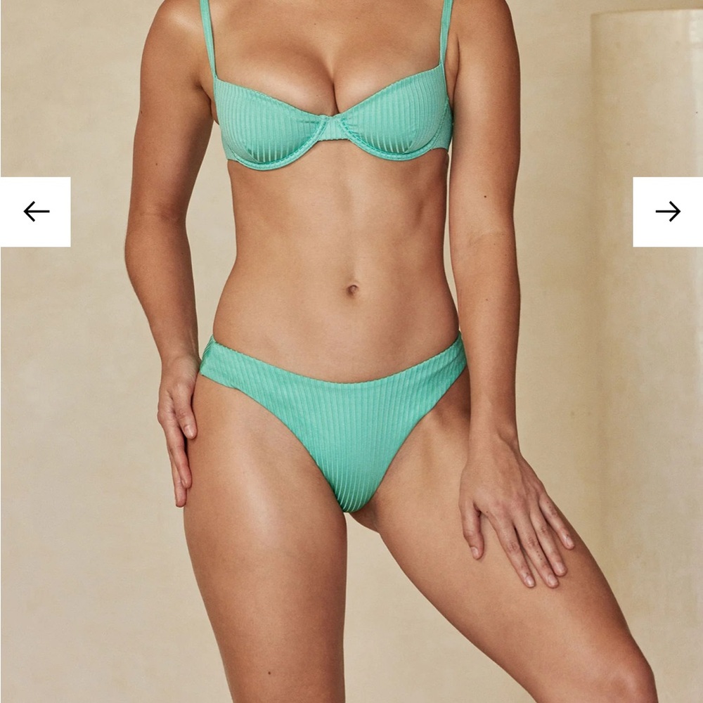 NWT Monday Swim Byron Bottom - Turquoise Wide Rib